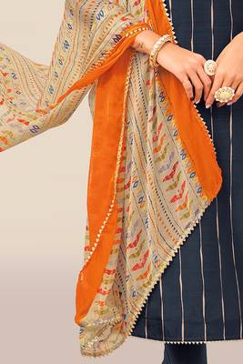 Blue printed silk blend salwar 4