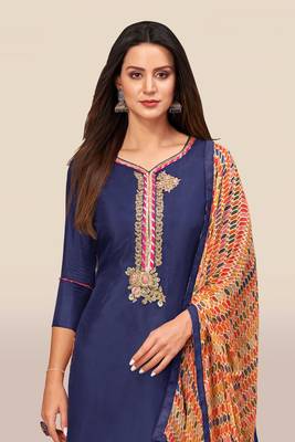 Blue embroidered chanderi salwar 4
