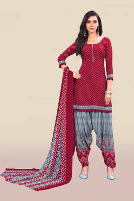 Maroon printed crepe salwar 1