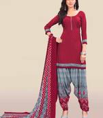 Maroon printed crepe salwar
