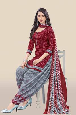 Maroon printed crepe salwar 2