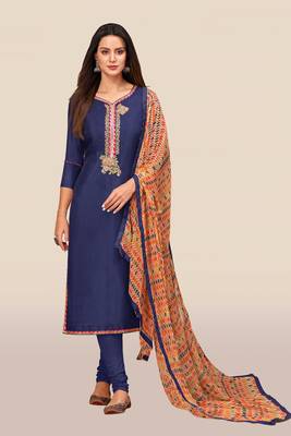 Blue embroidered chanderi salwar 1