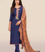 Blue embroidered chanderi salwar