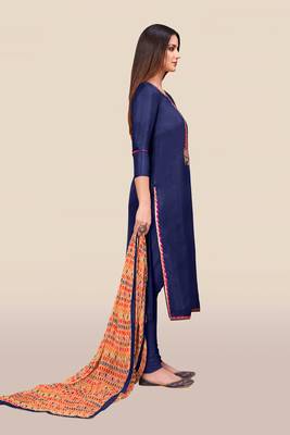 Blue embroidered chanderi salwar 3