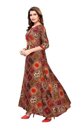Long Printed Party Wear Ethnic Kurti Women KE_72 3