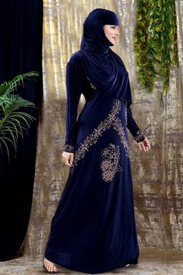Gopinathji Fashion Women's Abayas with Foral Stone Work Solid Satin Silk Burqa With Hijab  2