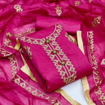 Pink Chanderi Silk Women's Unstitched Dress Material 1
