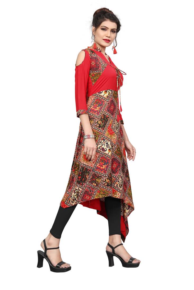 Designer Rayon Side cut kurti Women Multi KE_129