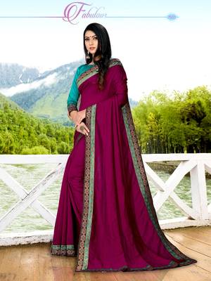 Magenta plain semi silk saree with blouse 2