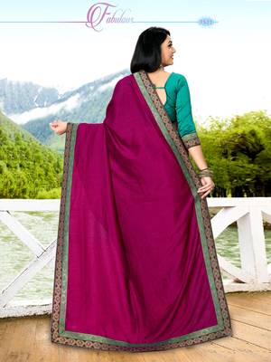 Magenta plain semi silk saree with blouse 4