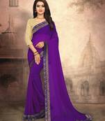 Purple plain georgette saree with blouse