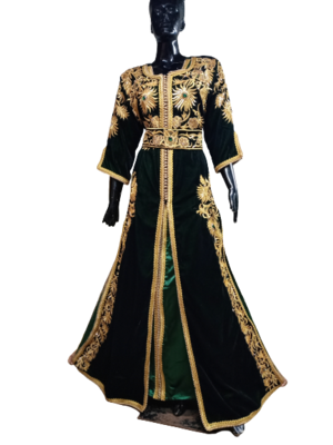 Royal Moroccan Black Velvet Kaftan Jalabiya Abaya Caftan Wedding Gown Party Wear Dress 2