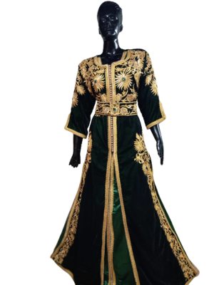 Royal Moroccan Black Velvet Kaftan Jalabiya Abaya Caftan Wedding Gown Party Wear Dress 3