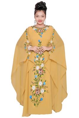 Royal Ethnic Maxi Abaya Moroccan Islamic Kaftan Beach Fancy Modern Floor Length Bell Sleeve For Women Dress 4