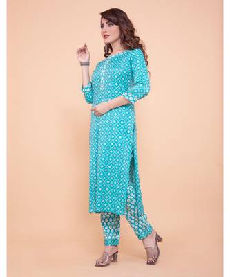 Rayon Printed Kurti With Pant For Women 2