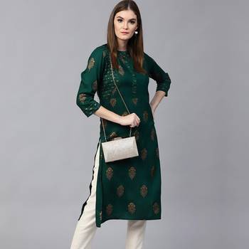Foil Printed straight Women Casual Kurti KE_284 1