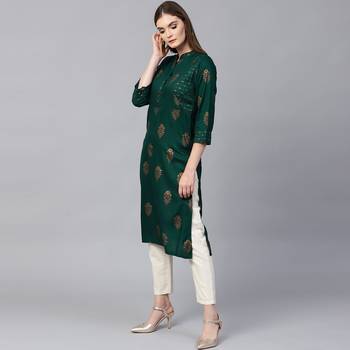 Foil Printed straight Women Casual Kurti KE_284 3