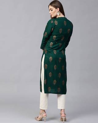 Foil Printed straight Women Casual Kurti KE_284 4