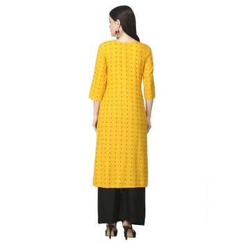 Yellow printed rayon cotton-kurtis 2