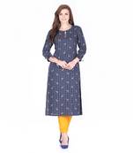 Dark blue  printed rayon cotton-kurtis
