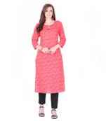 Red  printed rayon cotton-kurtis