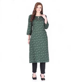 Green printed rayon cotton-kurtis 1