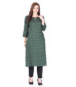 Green printed rayon cotton-kurtis