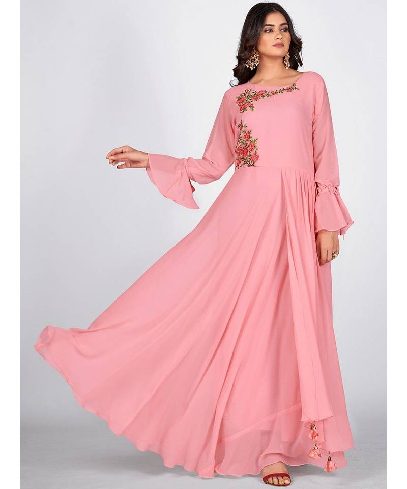 Ayaan Pink Embroidery Dress