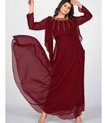SHOPGARB Women Maroon Embroidered  Dress