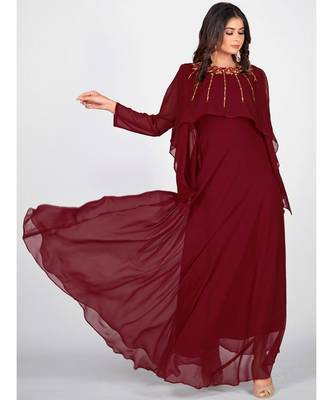SHOPGARB Women Maroon Embroidered  Dress 8