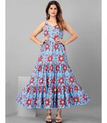 Women Blue & Red Printed  Dress