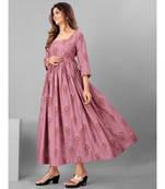 Women Rose coloured Printed  Dress