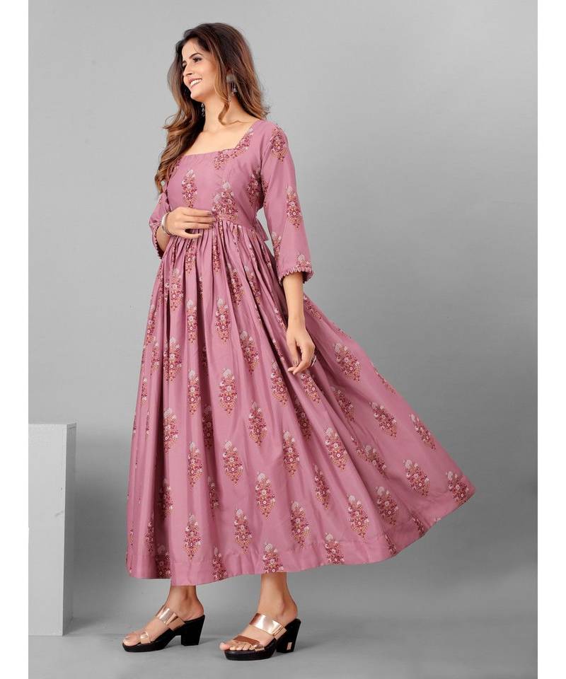 Women Rose coloured Printed  Dress