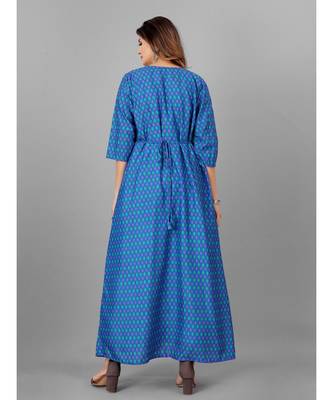 Women Blue & White Ethnic Motifs Printed Kurta With Shrug 2