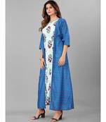 Women Blue & White Ethnic Motifs Printed Kurta With Shrug