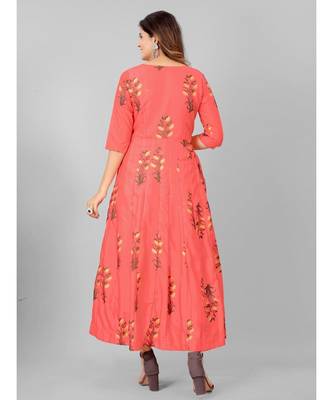 Women Peach Printed  Kurta 2