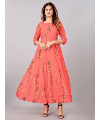 Women Peach Printed  Kurta 3
