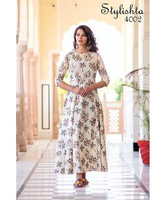 Women White Printed  Kurta 6
