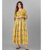 Women Yellow & Blue Printed  Kurta
