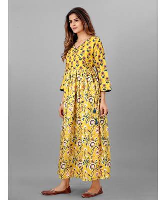 Women Yellow & Blue Printed  Kurta 3