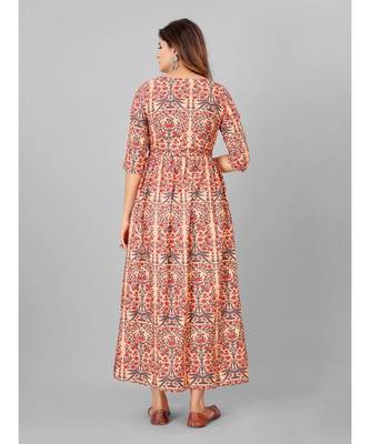 Women Peach Printed  Kurta 2