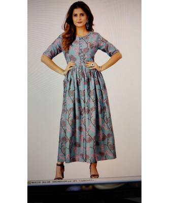 Women Grey Melang &Pink Floral Ethnic Printed  Kurta 7
