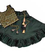 Green plain taffeta girls-top-bottom