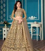 Chiku embroidered net semi stitched lehenga