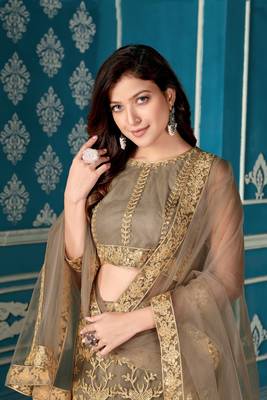 Chiku embroidered net semi stitched lehenga 4