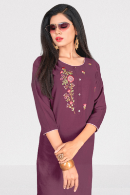 Women Embroidery Work Cotton Kurti KE_390 2