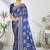 Dark blue woven lycra saree with blouse