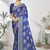 Dark blue woven lycra saree with blouse