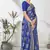 Dark blue woven lycra saree with blouse