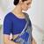 Dark blue woven lycra saree with blouse